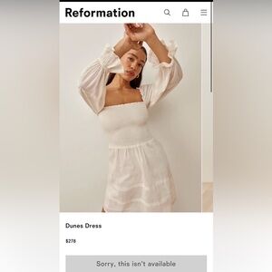 Reformation “Dunes” Cream Smocked Mini Dress—SIZE 8 LIKE NEW WITHOUT TAGS